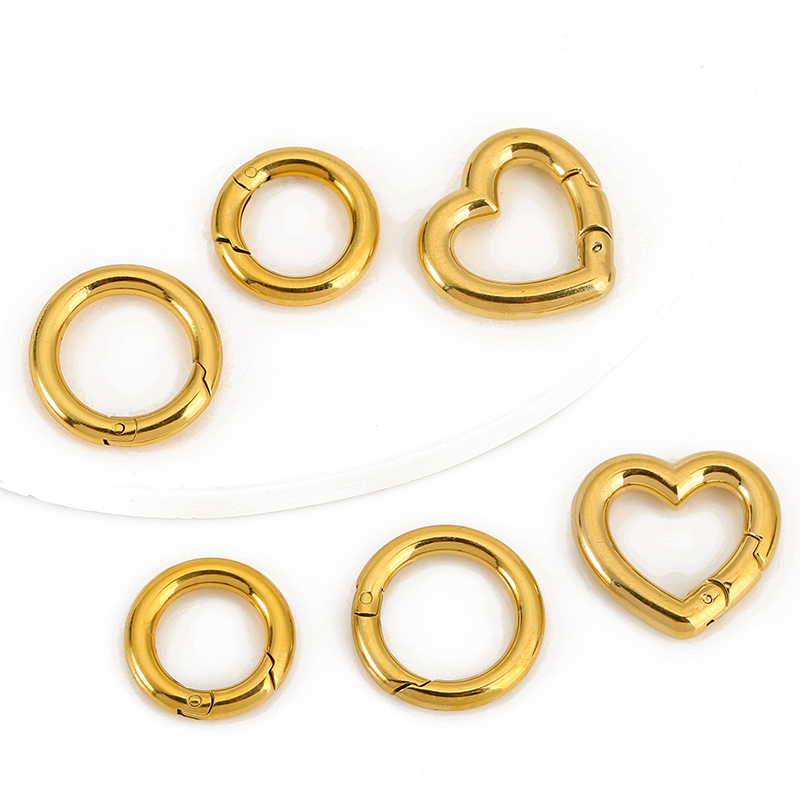Jewelry Making Hoops - 2pcs Stainless Steel Clasps Heart Round