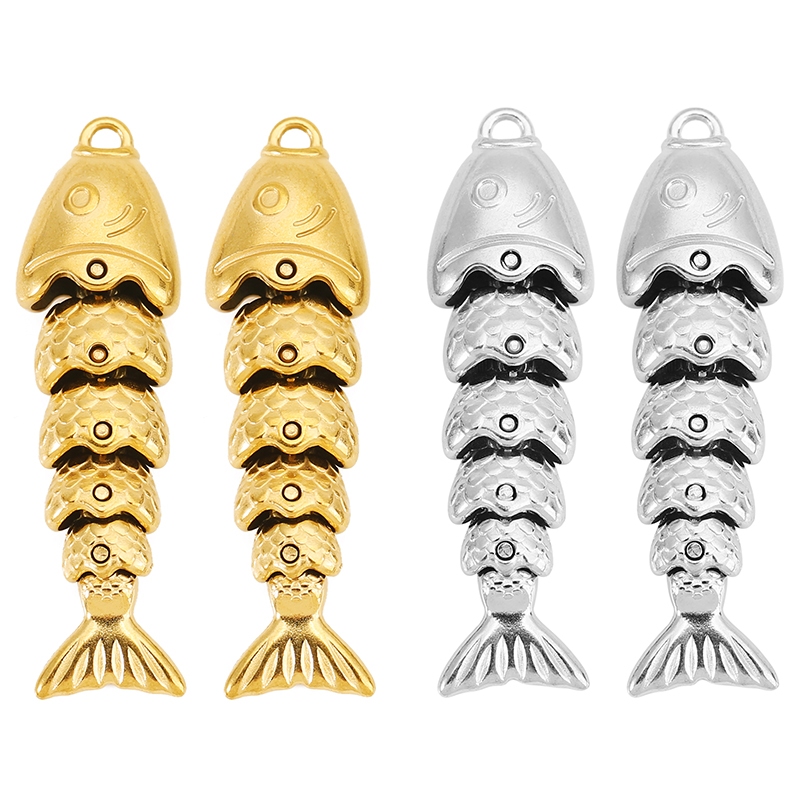 Jewelry Making Tools And Supplies - 2pcs Stainless Steel Swinging Fish Charm