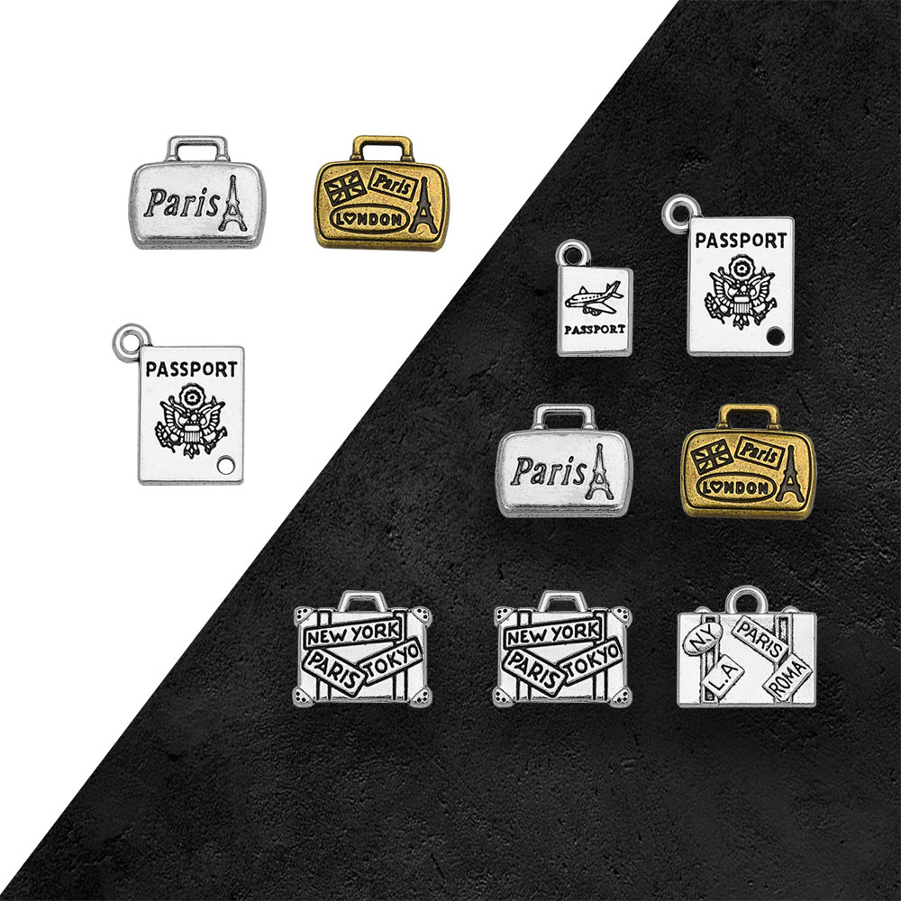 Jewelry Making London - Antique Silver Plated Suitcase Passport Travel