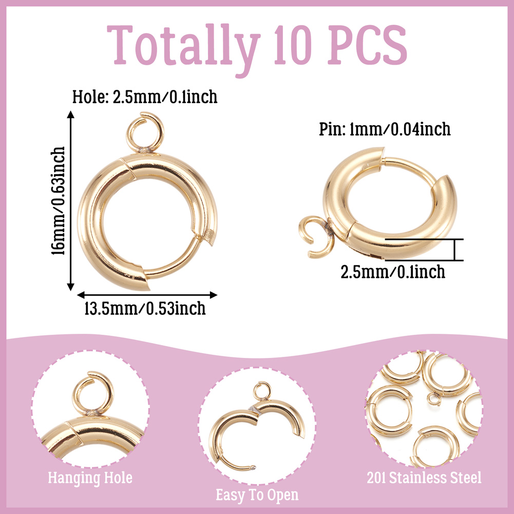 10pcs 201 Stainless Steel Hugg - Jewelry Making Hoops recension och pris